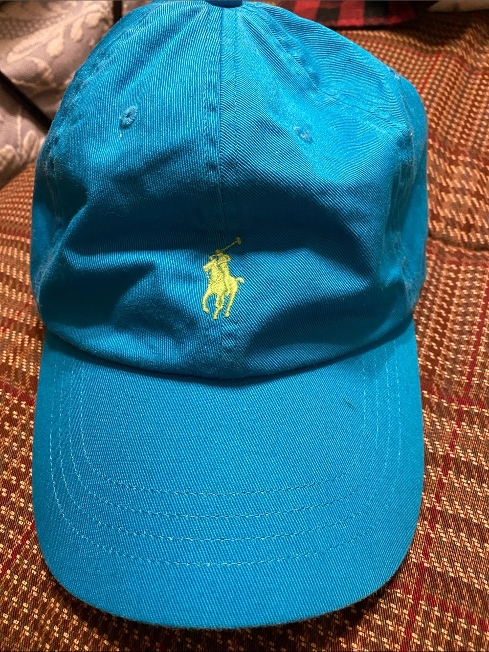 Ralph Lauren Polo Neon Yellow Logo Turquoise Baseball Cap